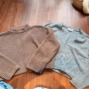 Textured Brown and Soft Gray Sweater Duo